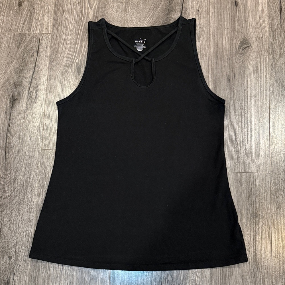 Torrid Black Tank Top with Keyhole Accent Stylish Chic Slimming Comfortable